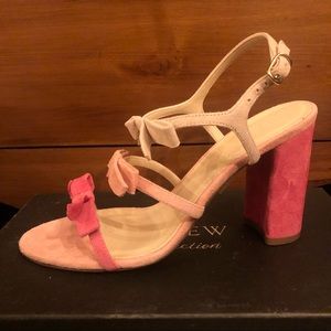 J.Crew hombre pink suede block heels